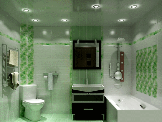Точечные светильники в интерьере ванной